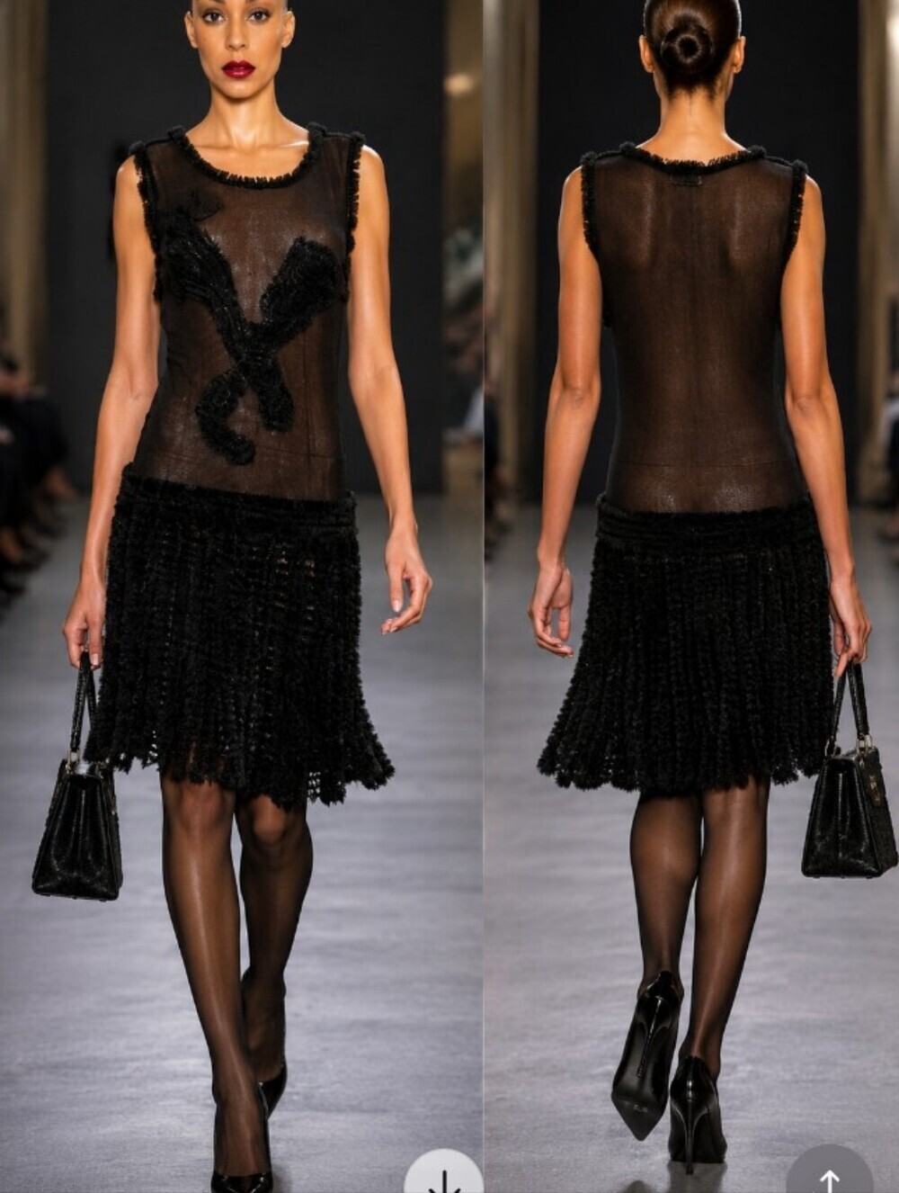 LEON MAX LIMITED EDITION BLACK M L RAISED SOUTACHE CHENILLE SILK FIT FLARE DRESS - Picture 8 of 15